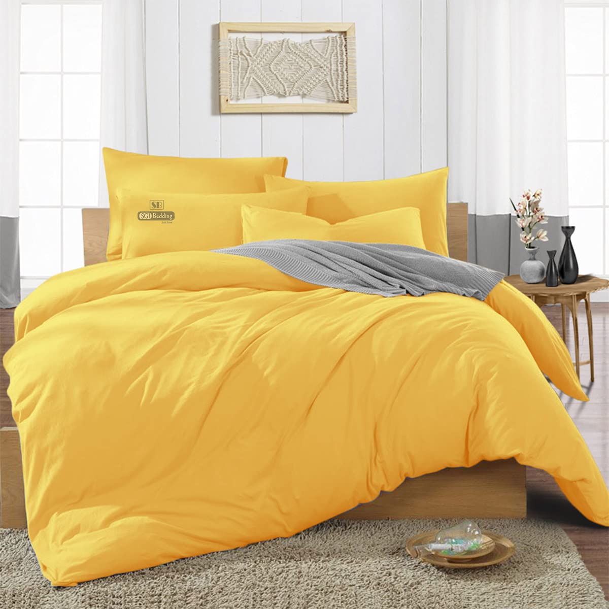 SGI Duvet Cover with 2 Pillowcovers King Golden Solid 300 Thread Count Egyptian Cotton Soft Durable Breathable Blanket/Rajai/Kambal/Quilt Case-image-31