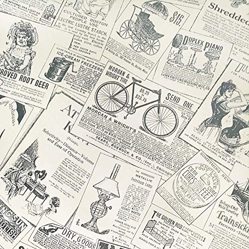 Lependor 17.71\" X 118\" Vintage Newspaper Self Adhesive Paper Peel & Stick Wallpaper for Bedroom Livingroom Decor - 17.71\" X 9.8 ft - Thumbnail 2