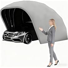 Retractable Stainless Steel Carport,Heavy Duty All Weather Mobile Foldable Car Canopy Garage,Portable Anti-Snow Car Shelter Tent Cover for Outdoor,for Cars,Motorcycles,Grey gray, 5.9X2.7X2.45m