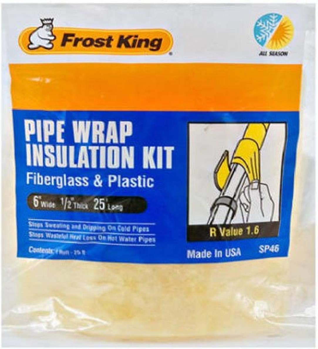 Thermwell Products SP46 Fiberglass Pipe Insulation Kit Hot Cold Pipe
