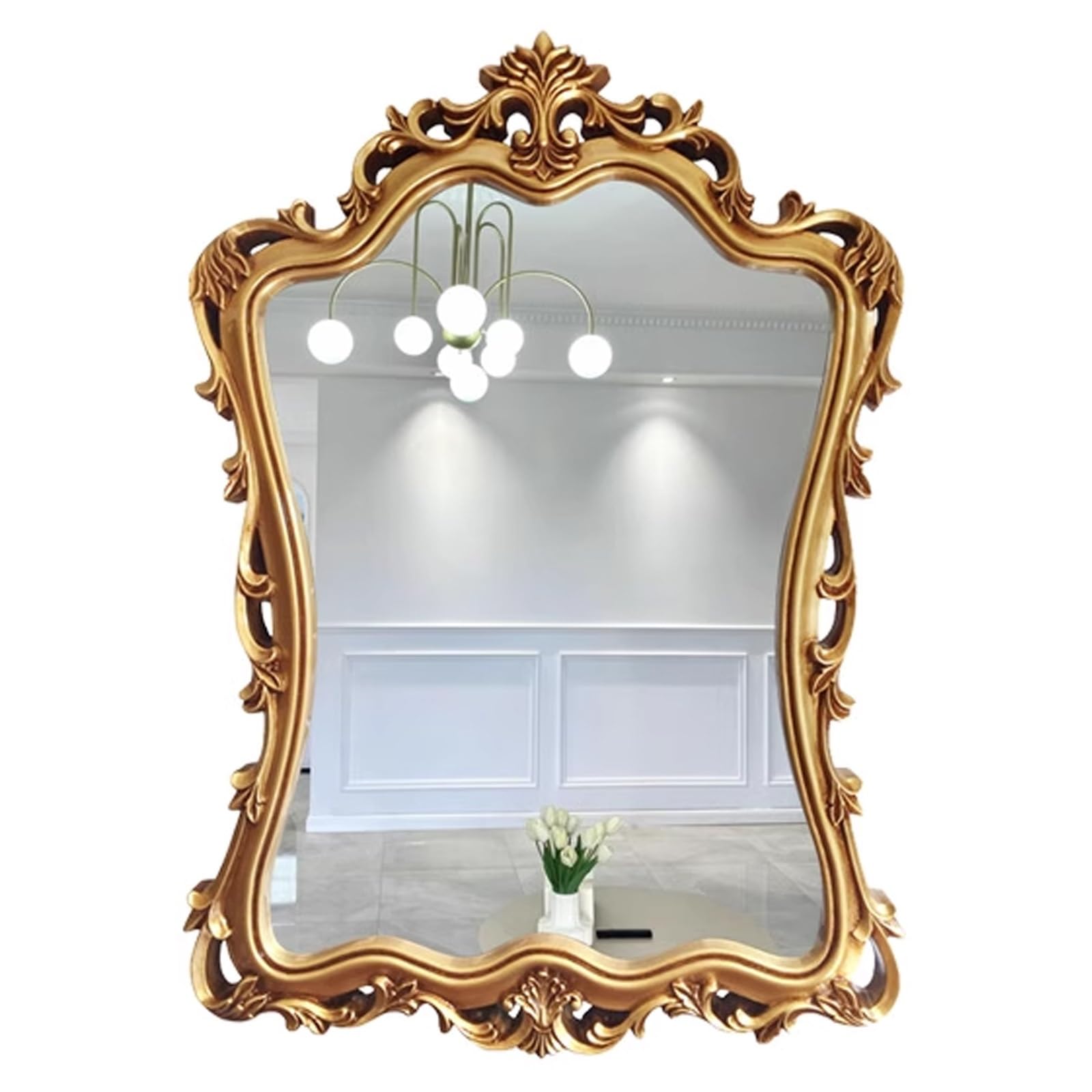 Miroir décoratif baroque français en bois sculpté main pour vanité