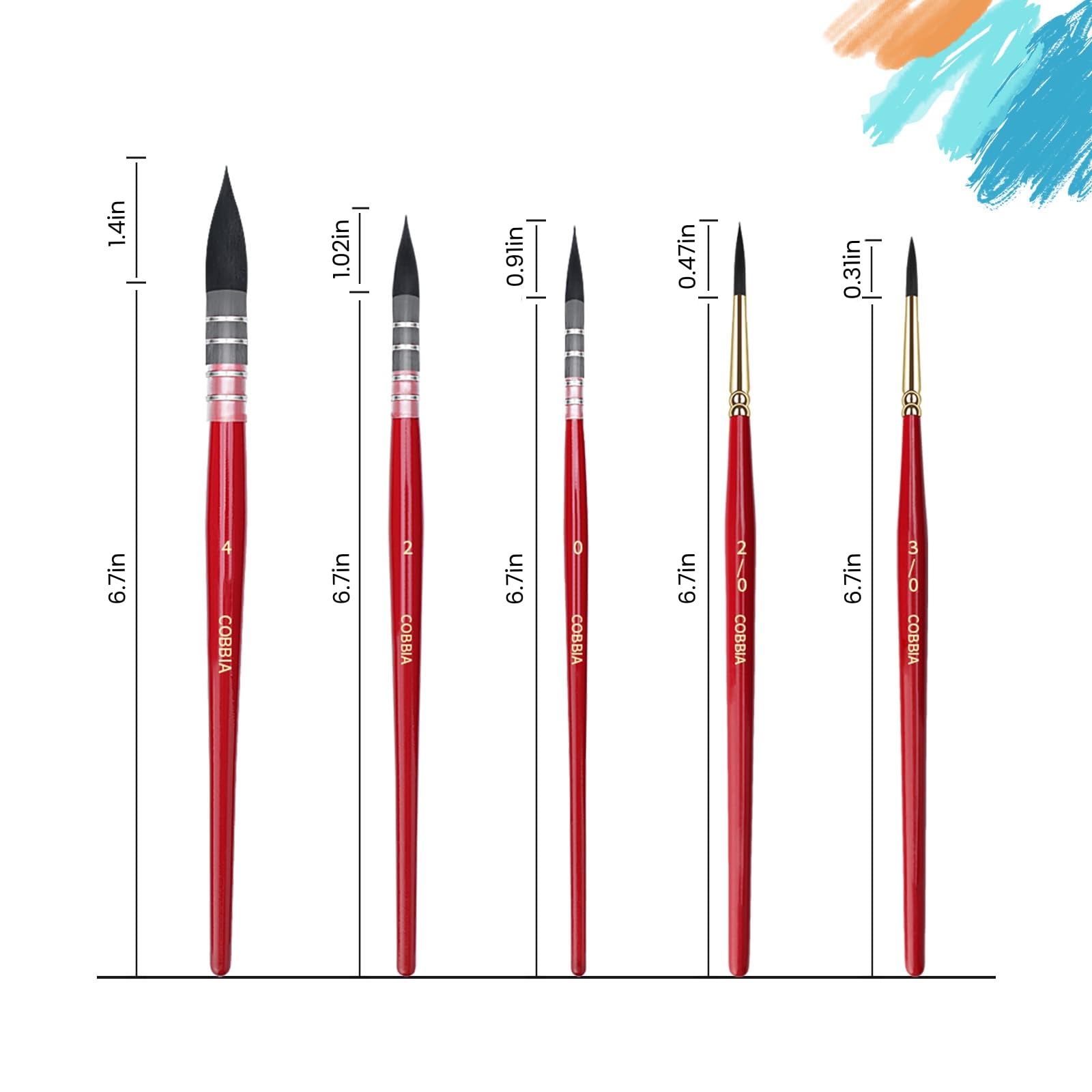 Watercolor Brush Set - 5 Synthetic Squirrel Brushes -3