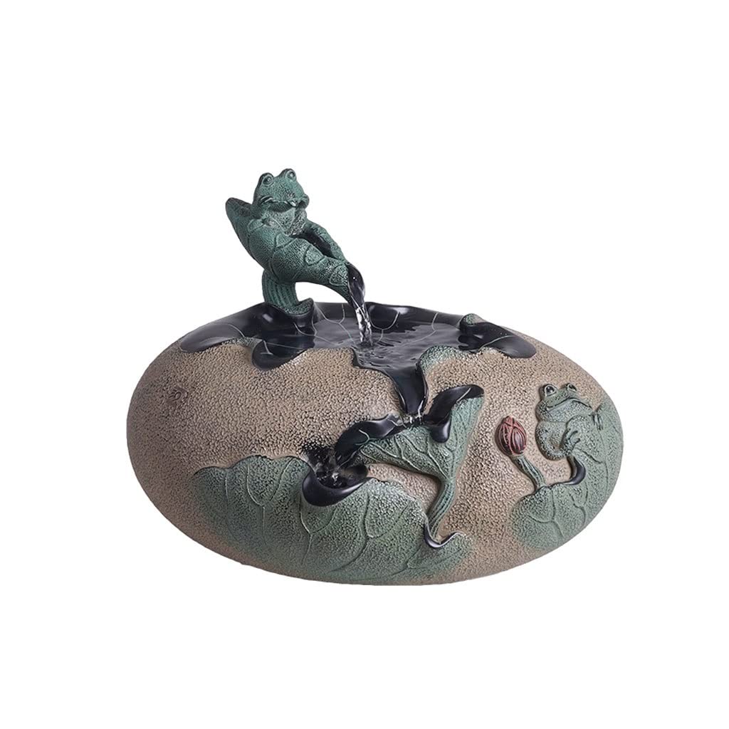 Fuente de Mesa Decorativa para Interior, Fuente de Agua con Cascada, de Piedra, diseño de Loto, Zen Estilo Oriental, decoración para salón, Dormitorio, Oficina, 35 x 25 x 28 cm