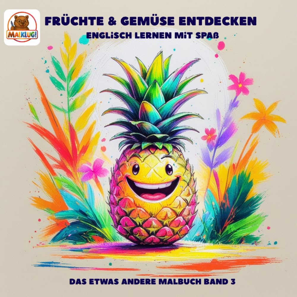 MALKLUG! Früchte und Gemüse Malbuch – Spielerisch Englisch lernen mit Vokabeln: Das etwas andere Malbuch (Malklug! Das etwas andere Malbuch)