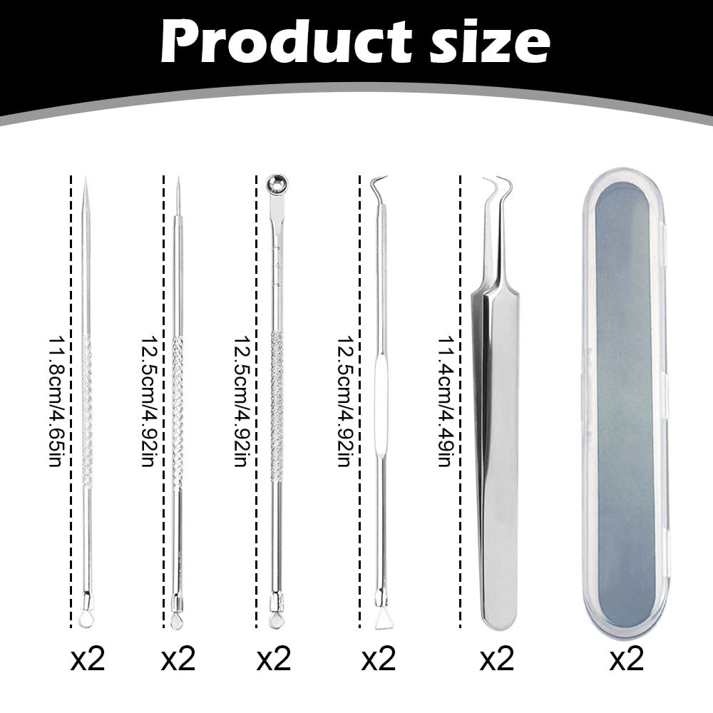 10 PCS Blackhead Remover Tool Set,Curved Tweezer & Pimple Popper Kit for Effective Blackhead and Spot Removal - Image 2