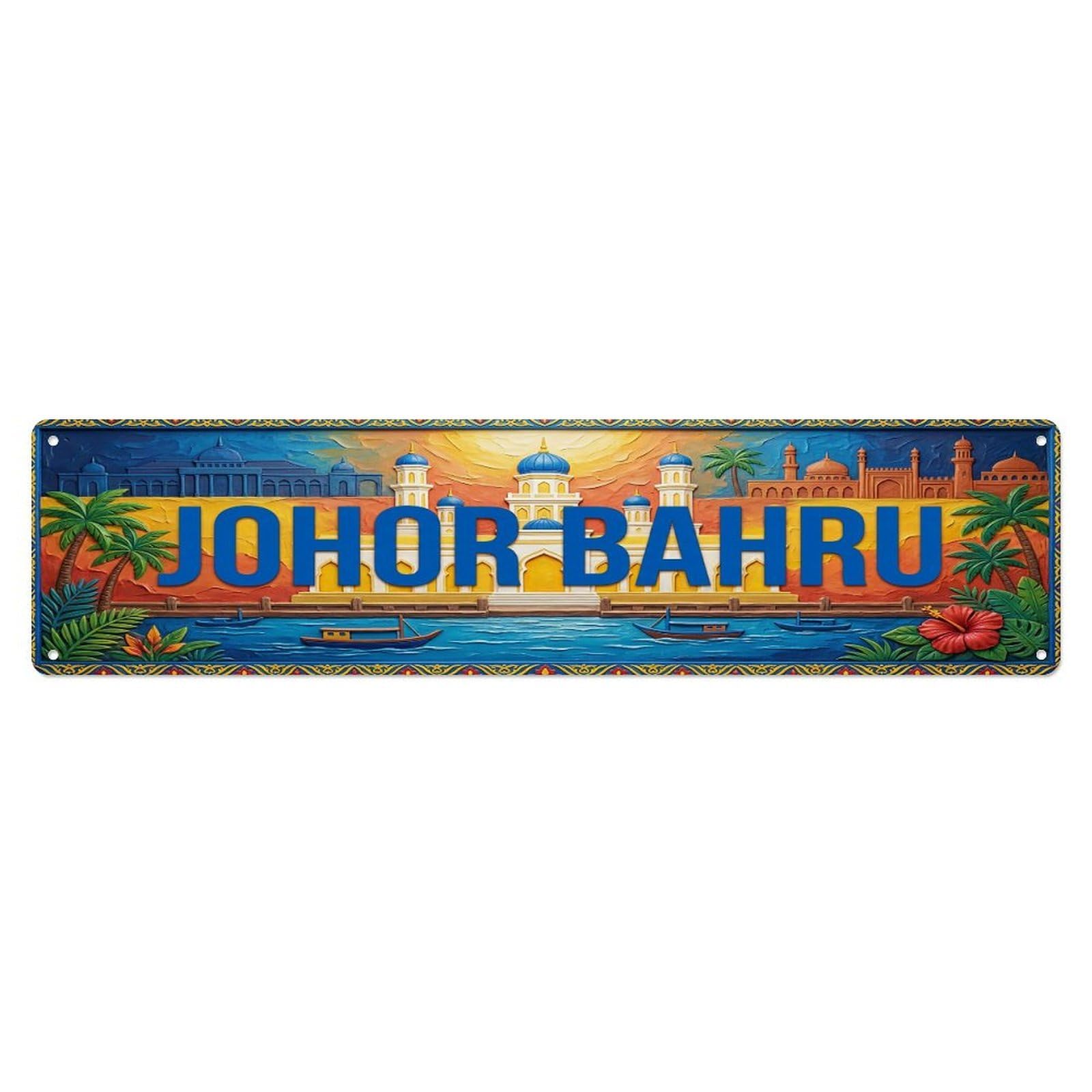 Gead 4X16inch Style Vintage Johor Bahru Malaysia Flag Pattern Metal Tin Sign