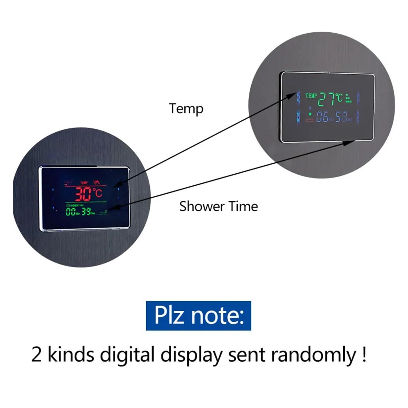Sistemi di pinnello con pinnello da Doccia a LED Nero Spazzolato Nero di Lusso, Toccata per Massaggio Portatile schermata di visualizzazione Digitale, Kit Doccia
