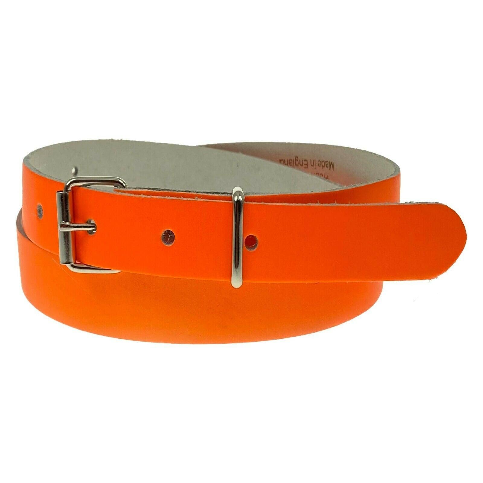 BULLET 69 LADIES WOMEN'S 20MM THIN SKINNY 100% LEATHER WAIST BELT[F.Orange,Small 28"-32"]