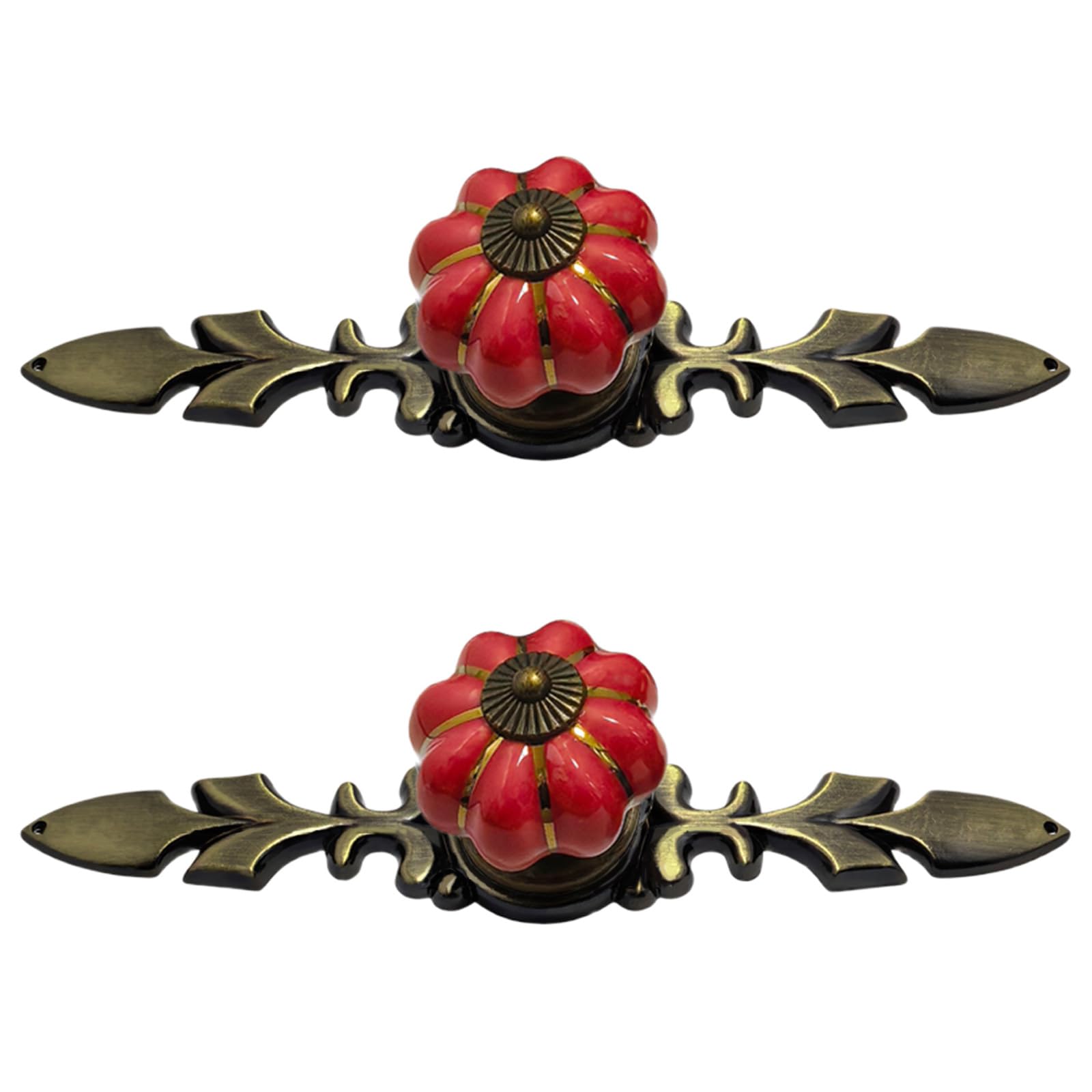 Pangboer Red Zincs Alloys Drawer Handle European Cottage Styles Cabinet Pull Rod Pumpkins Smooth Grip Installation Farmhouses Cabinet Handle Pair