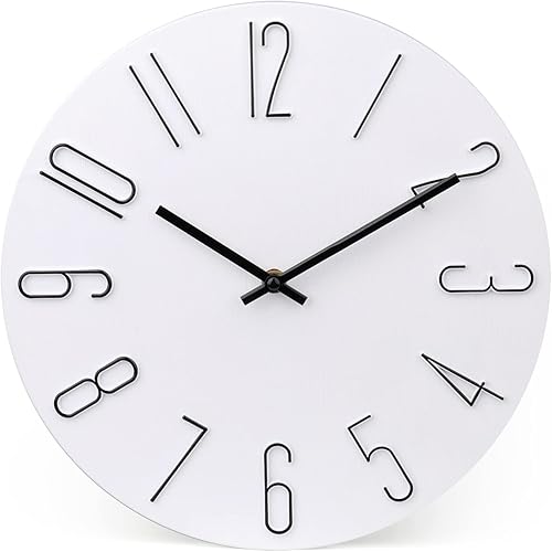 Reloj de pared silencioso sin tictac de 12 pulgadas, estilo moderno, relojes de pared de madera decorativos para dormitorio, cocina, oficina, baño