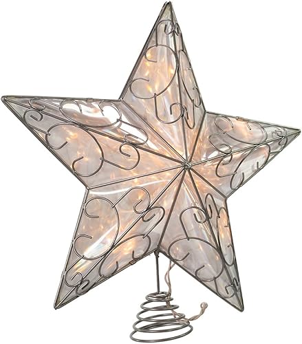 Snowfall Kurt Adler 10 Light 5 Point Silver Wire Star Tree etop Snowfall Kurt Adler 10 Light 5 Point Silver Wire Star Tree etop