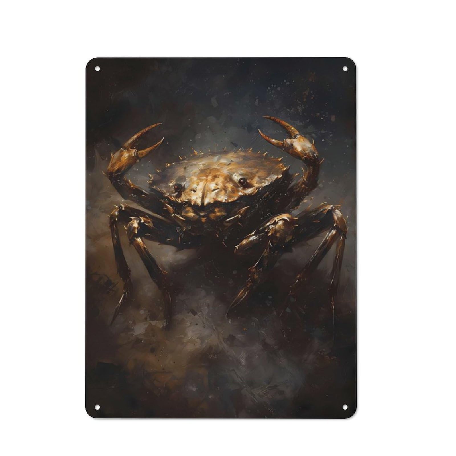 Junmoney Crab Fairy Tale Characters Cottage Style Metal Wall Decor 40X30cm, Farmhouse Metal Sign For Dining Room, Cafe, Entryway Or Family Room
