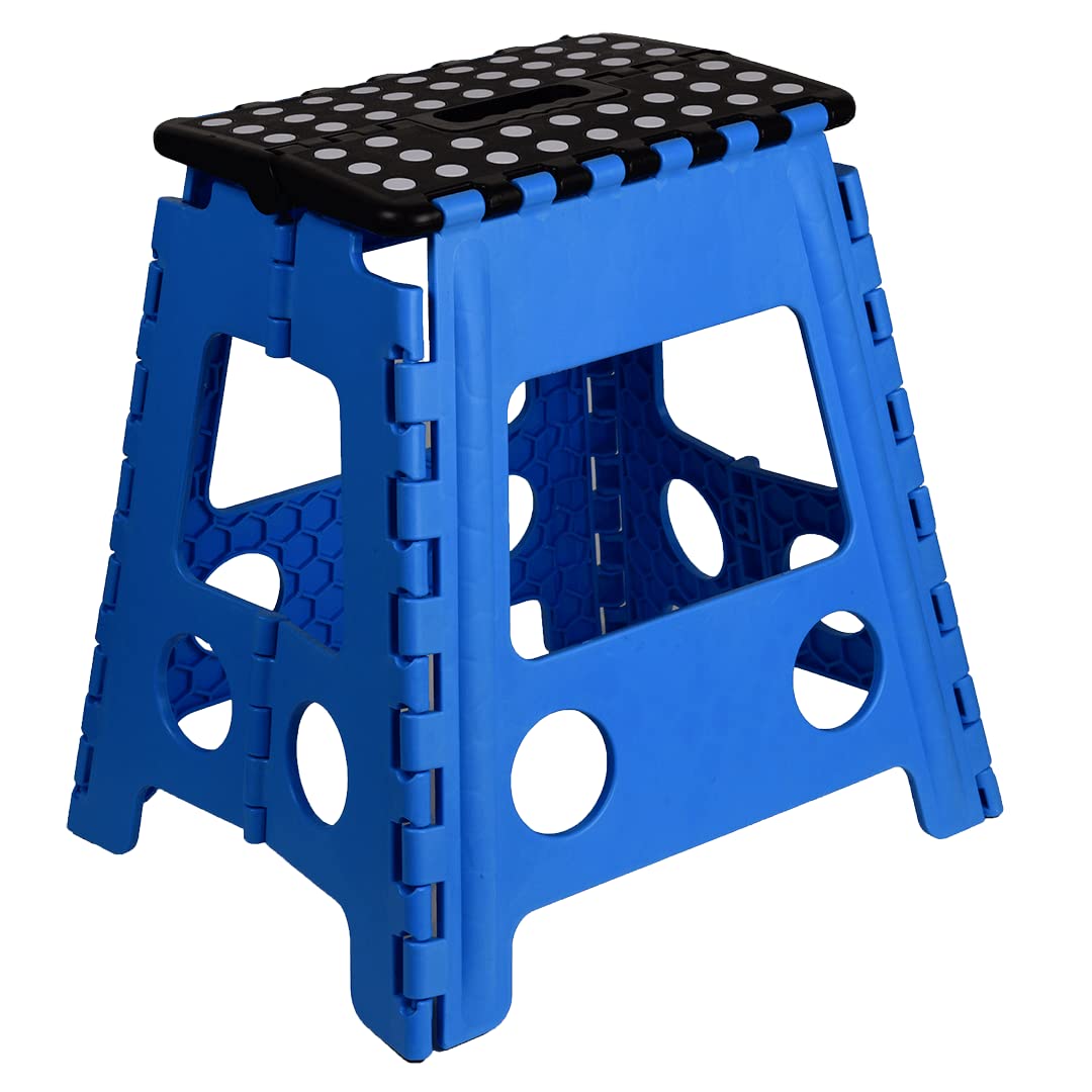 Venteo Blue - Portable Folding Step Stool With Handle - Multi-Use - Non-Slip - Withstands Up To 150Kg Load - 39Cm Height,