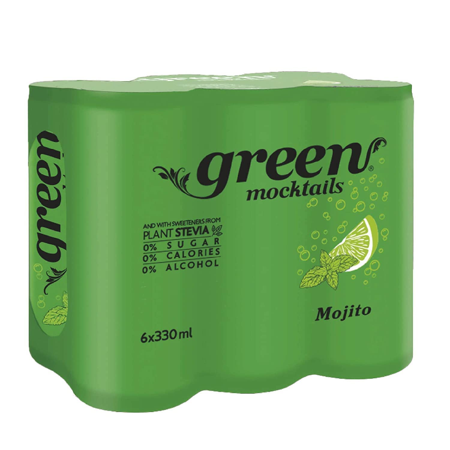 Green cola Sugar-Free, Mocktails Mojito, Pack of 6 X 330ml Cans