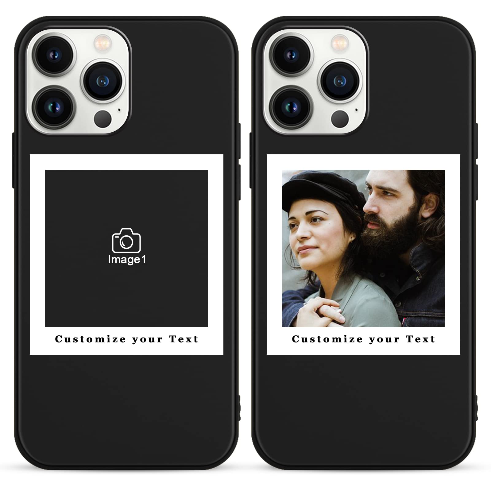 Yoedge Custom Cover Personalizzata Custodia per iPhone 13 Pro Max 6,7 Personalizzato con Foto Testi, TPU Silicone Personalizza Case con Immagine Personalizzabili Case per iPhone13 Pro Max, Azzurro