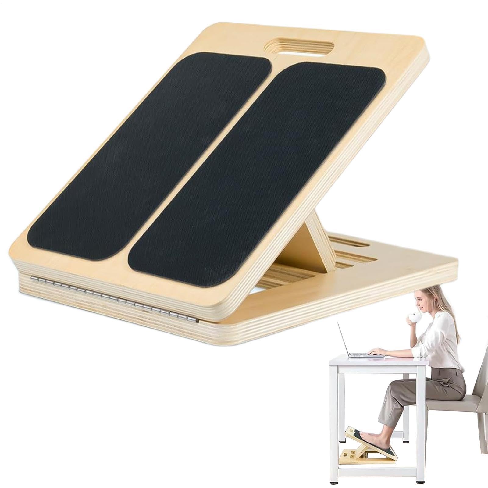 Tavola elastica per polpacci in legno - Piattaforma con piastra a inclinata regolabile per il piede, strumento portatile per l'allenamento degli aiuti per l'allungamento dei gradini | Attrezzatu