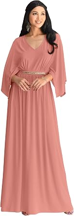 KOH KOH Womens Long Elegant Batwing Sleeve Cocktail Kaftan Maxi Dress