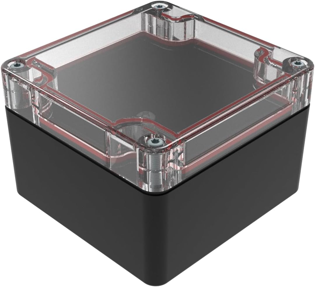 Serpac RB33P06C16B (3.23 x 3.15 x 2.17 in) Polycarbonate Plastic IP67 Waterproof Dustproof Wall Mountable Electrical Junction PCB Project Box Electronic Enclosure Clear Top/Black Bottom