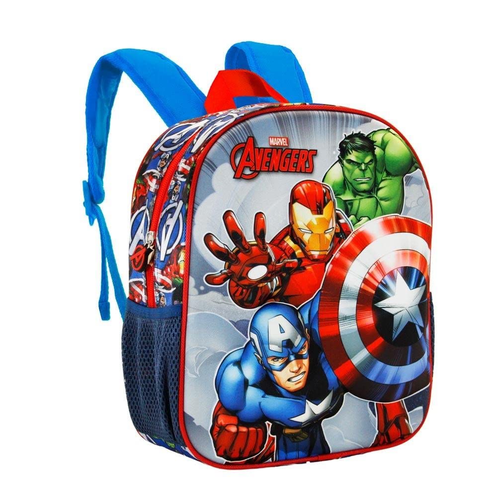 Marvel Los Vengadores Defy-Mochila 3D Pequeña, Azul, 26 x 31 cm, Capacidad 8.5 L