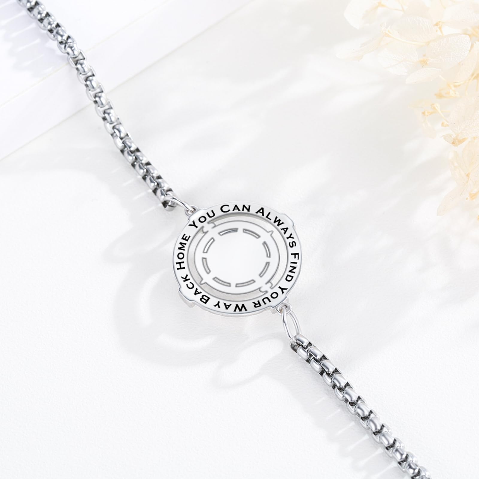 Kompass Armband 925 Sterling Silber für Damen und Herren
