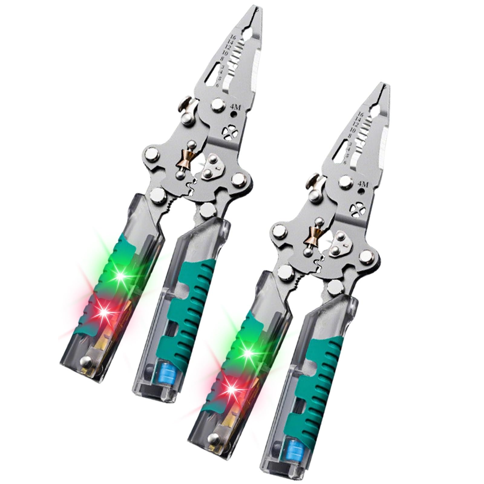 10 in 1 Wire Stripper, Wire Crimping Tool with Voltage Tester, Multi Function Wire Crimper and Cable Cutter Foldable Wire Cutter and Wiring Hand Tool, 2PCS