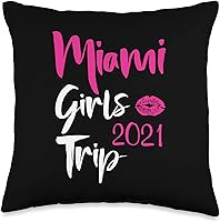 Vista 4 de Miami Girls Trip Gift Miami Beach Florida USA Miami Beach Girls Trip 2021 - Almohada de 18 x 18 pulgadas, multicolor