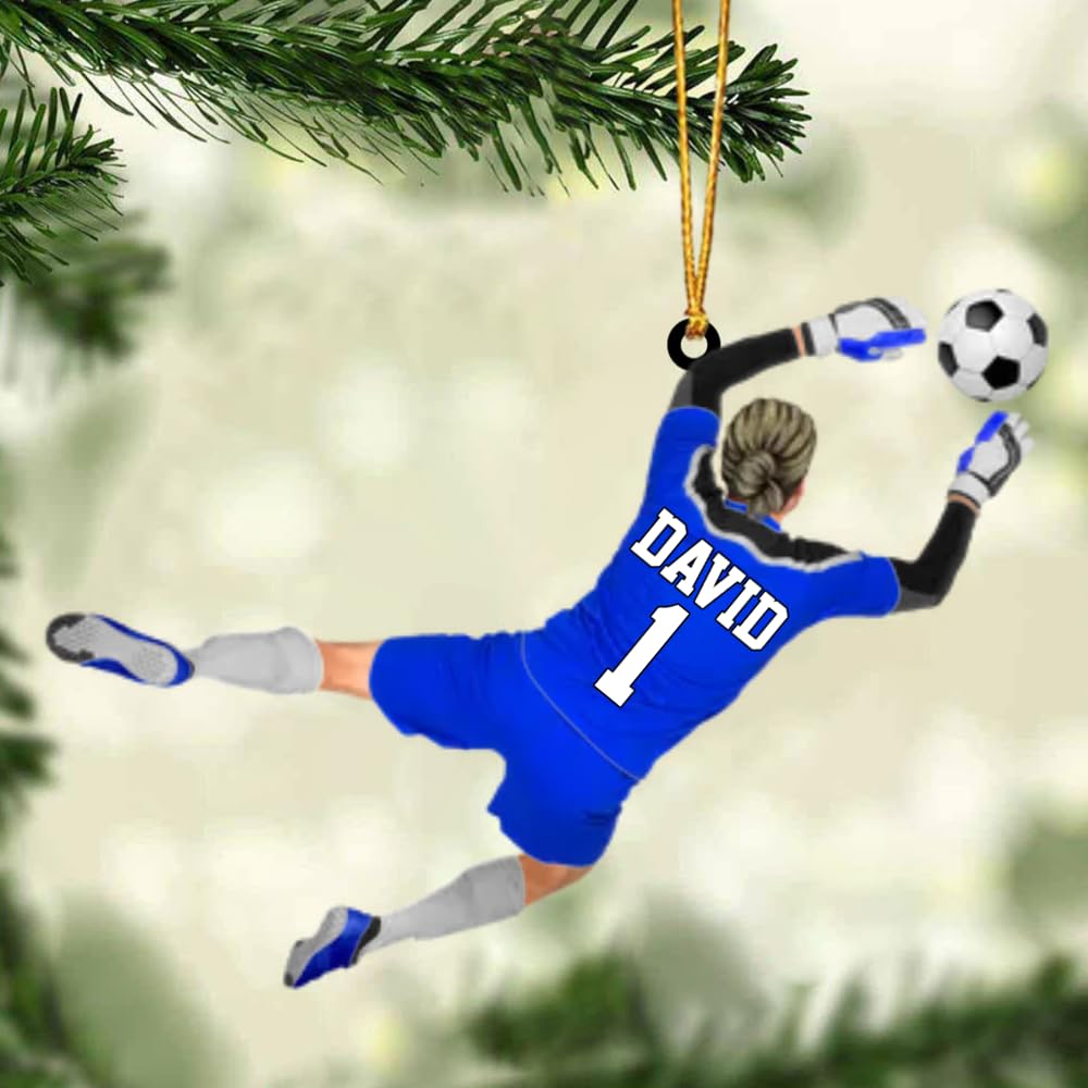 Personalized Soccer Ornament, Girl, Boy Soccer Christmas Ornament with Name &amp; Number, Unique Sports Keepsake Gift for Boys, Kids &amp; Teens, Holiday Tree Decoration, Christmas Tree, 2D Flat Shape /12