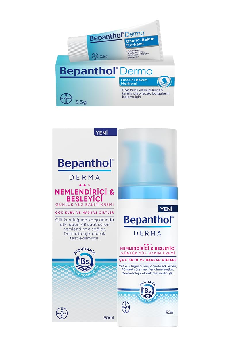 Bepanthol Nemlendirici&Besleyici Günlük Yüz Bakım Kremi 50 ml + 5 Adet Onarıcı Bakım Merhemi 3,5 gr