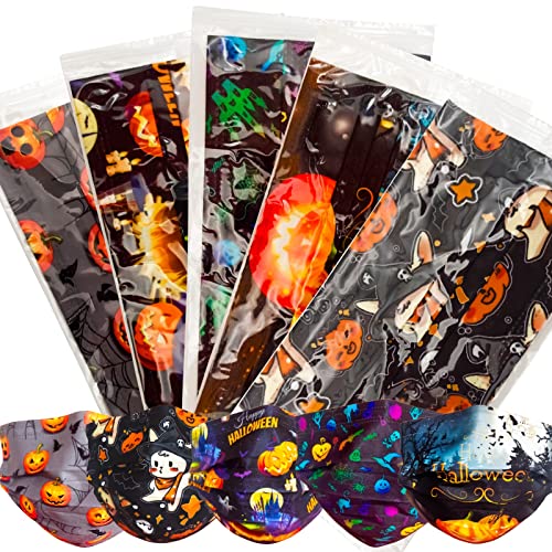 Halloween Face Masks For Adults,50 Pack Disposable Face Mask Individually Wrapped,3 Ply Print Masks #TOP9