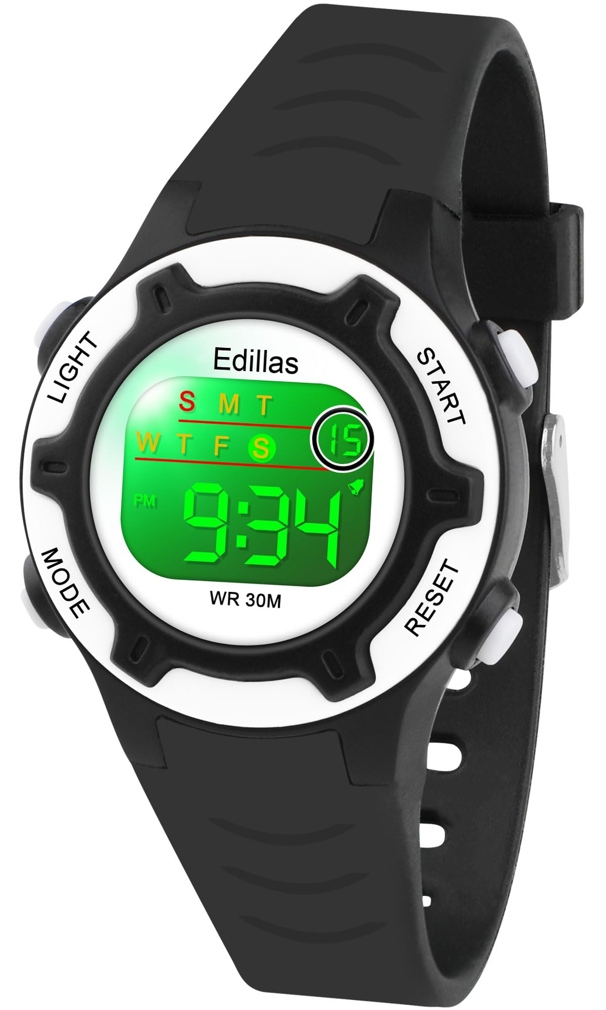 EdillasKids Watches Digital Girls Boys, 7 Colors Light Wrist Watch for Child Waterproof Sport Outdoor Multifunctional Wristwatches with Stopwatch Alarm for Ages 4-15