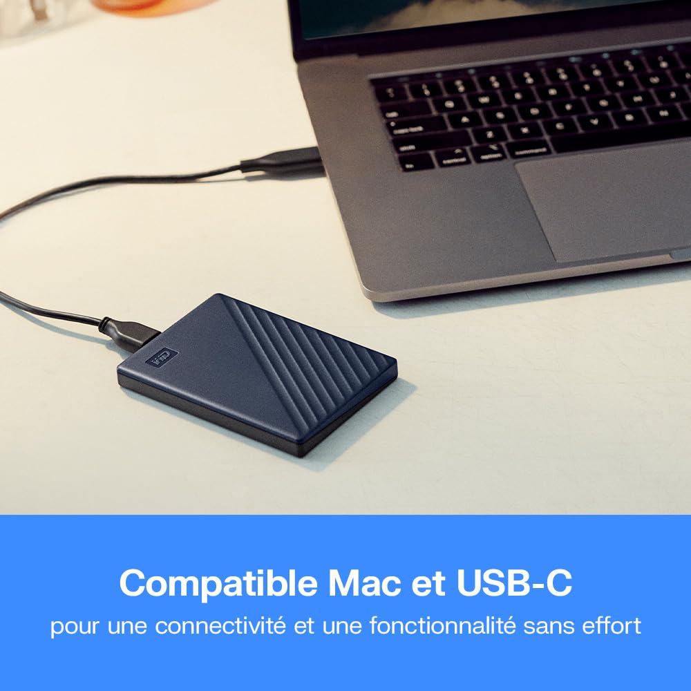 WD My Passport pour Mac 4 To Disque Dur Externe Portable, Parfait pour sauvegarde et stockage, Compatibilité avec Time Machine, SuperSpeed USB Prêt pour Mac, Argenté