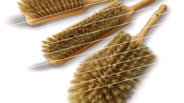Lot De 3 Brosses Balayettes Boulangères Soie Blanche Kibros - 14/6, Côte à Dorer, 1/2 Tête - Bois/Bambou