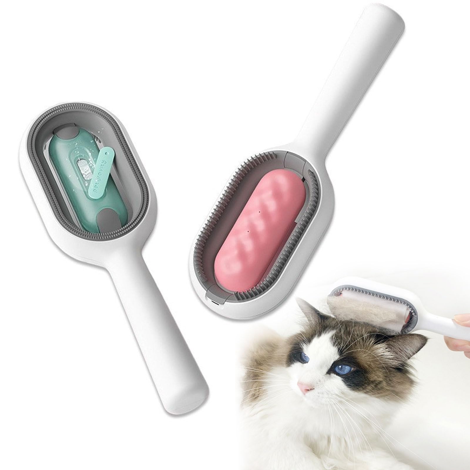 Cepillo para gatos de 2 piezas, peine para depilación de animales con tanque de agua, cepillo para gatos y perros, peine multifuncional para pelo de animales, adecuado para mascotas