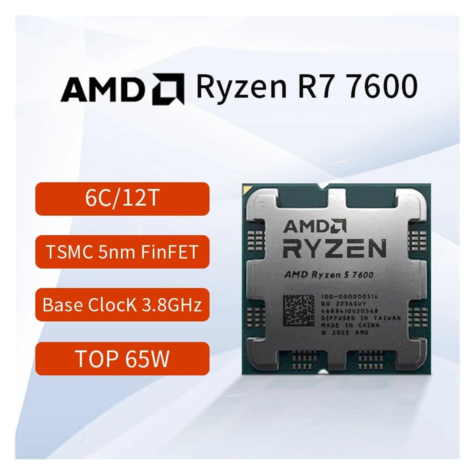 CPU Processor AMD Ryzen 5 7600 R5 7600 CPU Processor 3.8 GHz 6