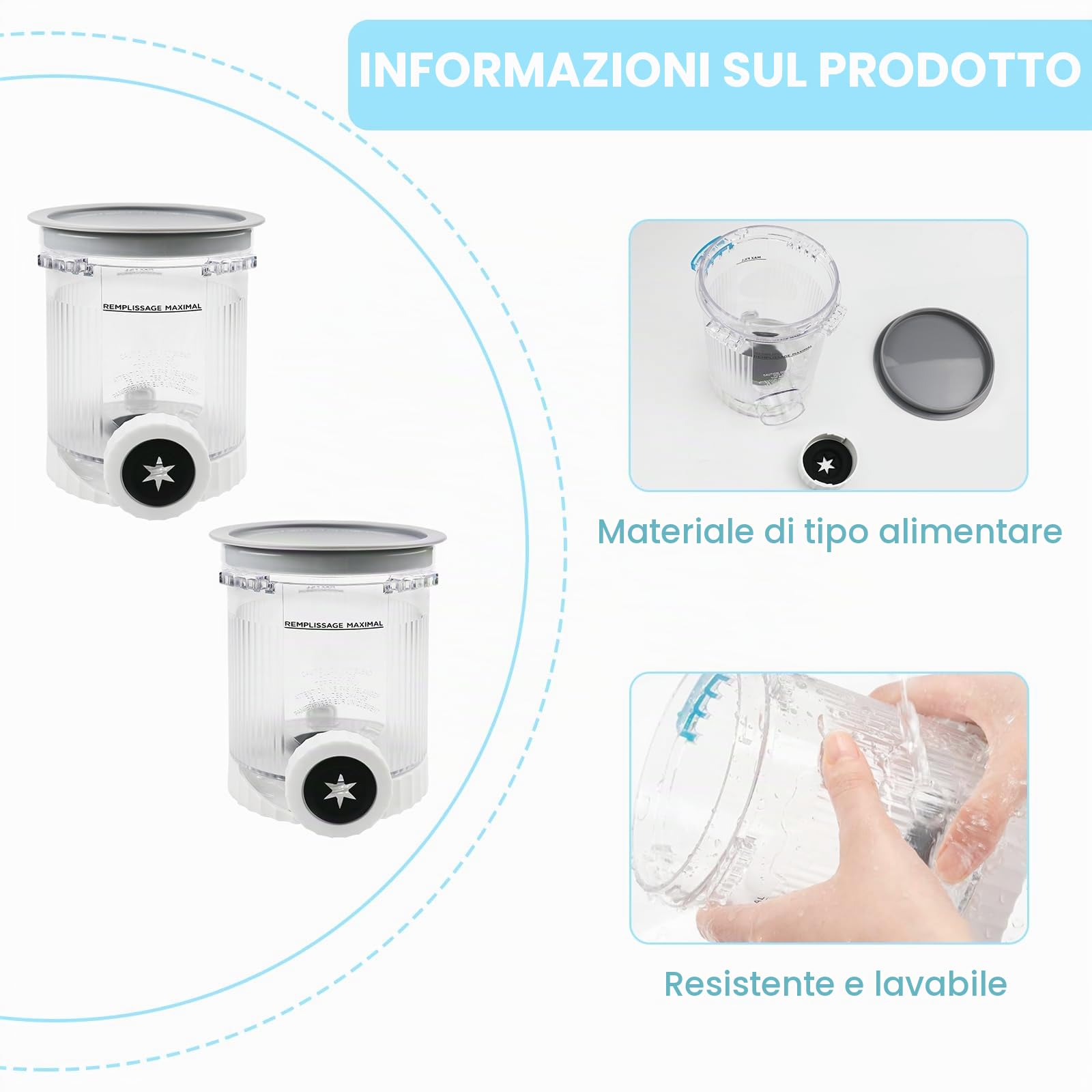 Contenitori Compatibili con Ninja Swirl by Creami, Confezione da 2 Pinte e Coperchi per Gelato Ninja NC700 e NC701,Senza BPA, Lavabile in lavastoviglie(Grigio,2 Pezzi)