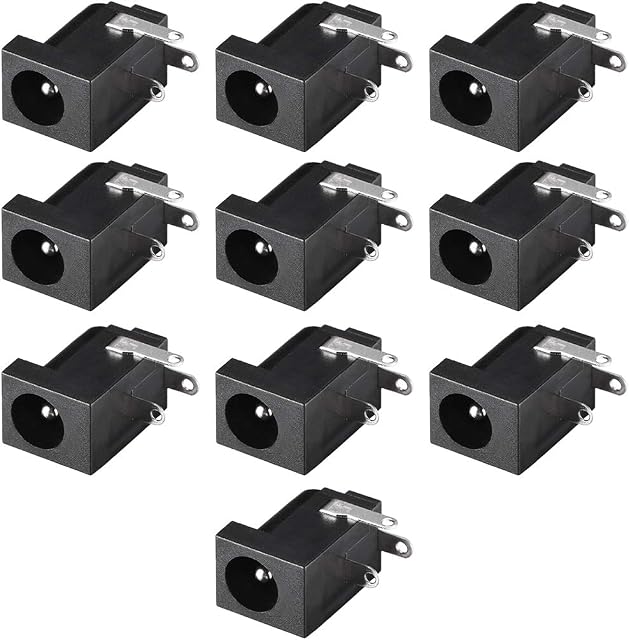 sourcing map 5.5mmx2.1mm DC Power Jack Plug 3P Female Socket Plug DC-005 10pcs