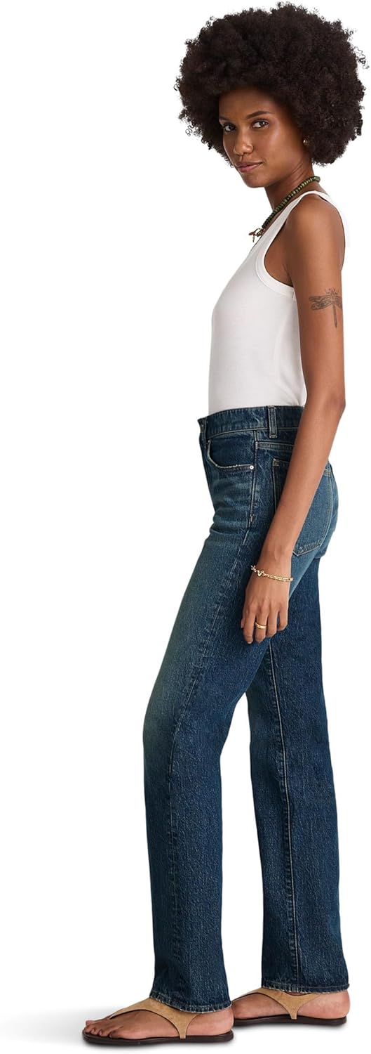 Madewell Womens Longline Straight Jean in Greendale Wash