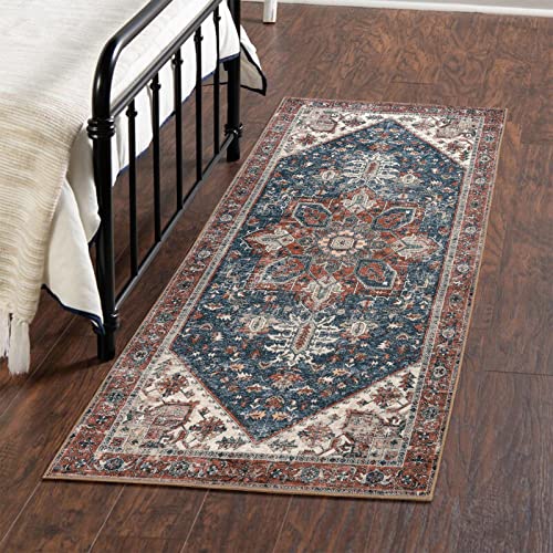 Leevan Boho Tribal Area Rug 2X4,Non-Slip Washable Runners For Hallway Oriental Medallion Throw Rugs With Rubber Backing Low-Pile Floor Carpet For Indoor Floor,Kitchen,Entrance-Red/Multi #TOP1