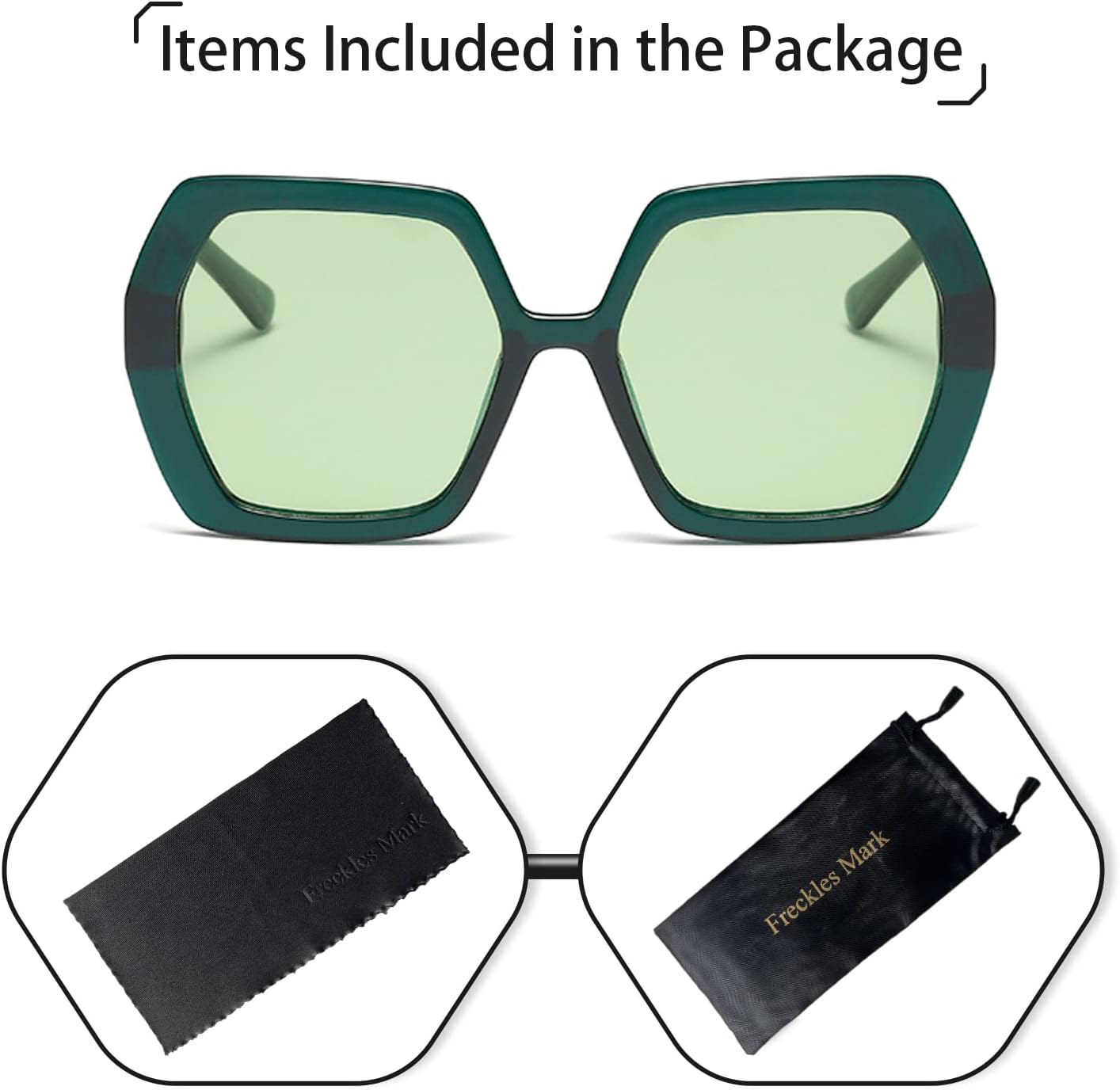 Freckles Mark Thick Hexagonal Retro Sunglasses for Women Trendy 60s Vintage Sun Glasses Oversized Classic Shades - Image 7