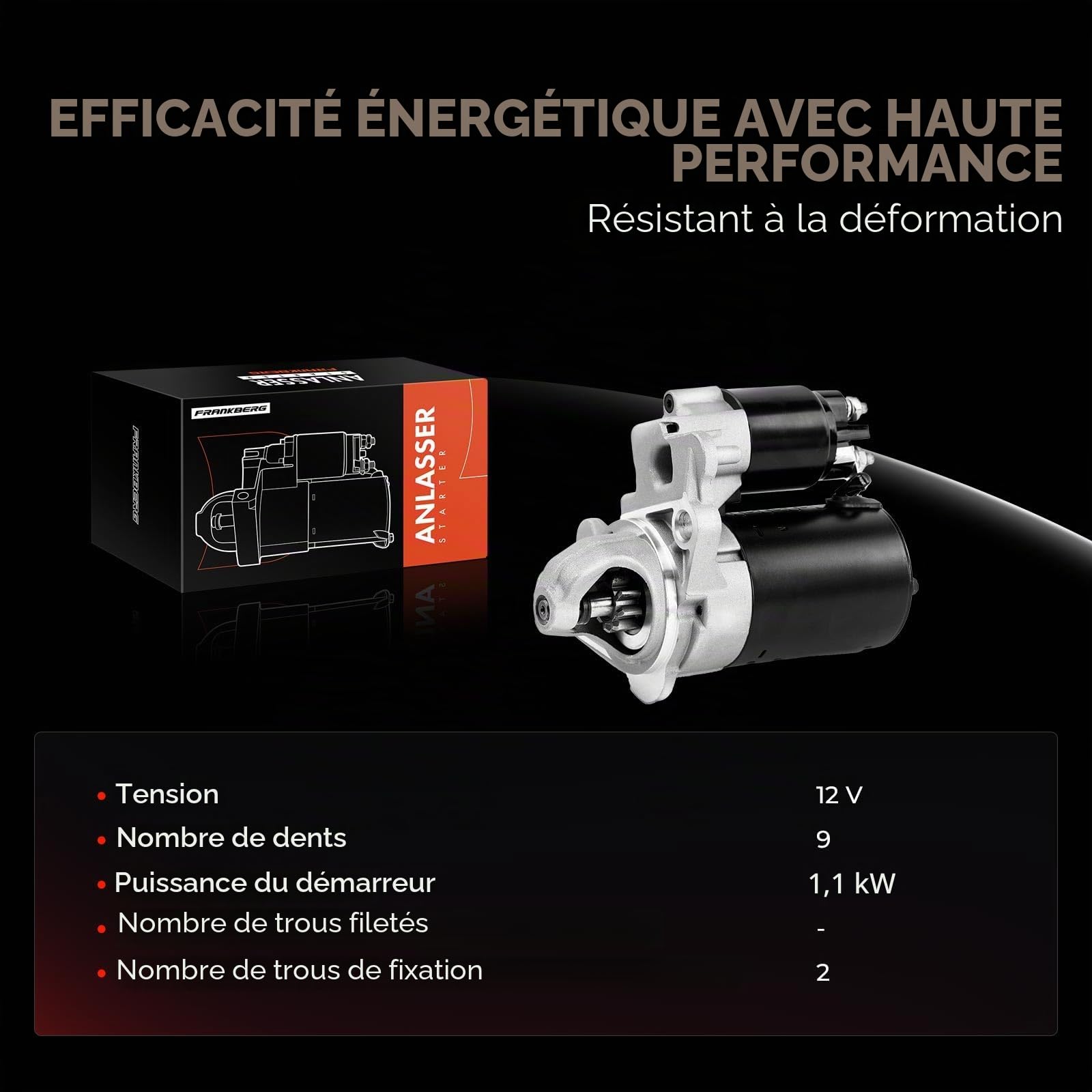 Frankberg Démarreur Compatible avec M.i.n.i R50 R53 Cooper One 2001-2006 M.i.n.i Cabriolet R52 Cooper One 2004-2007 Remplacer# 1489994