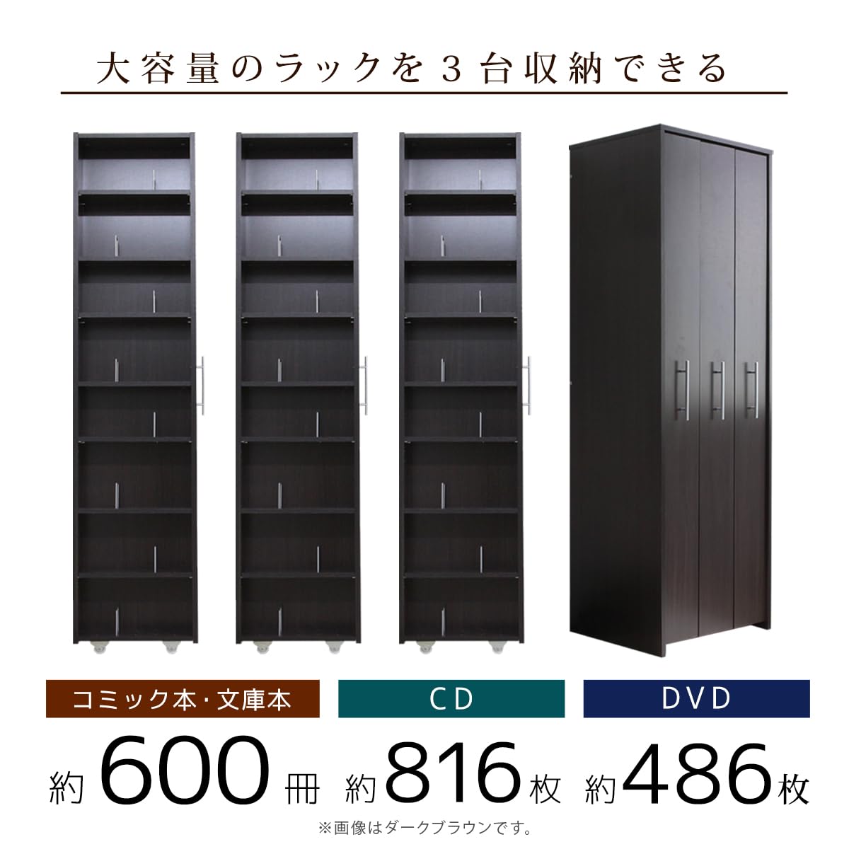 Amazon｜本棚 スリム 大容量 収納棚 ラック キャスター付き
