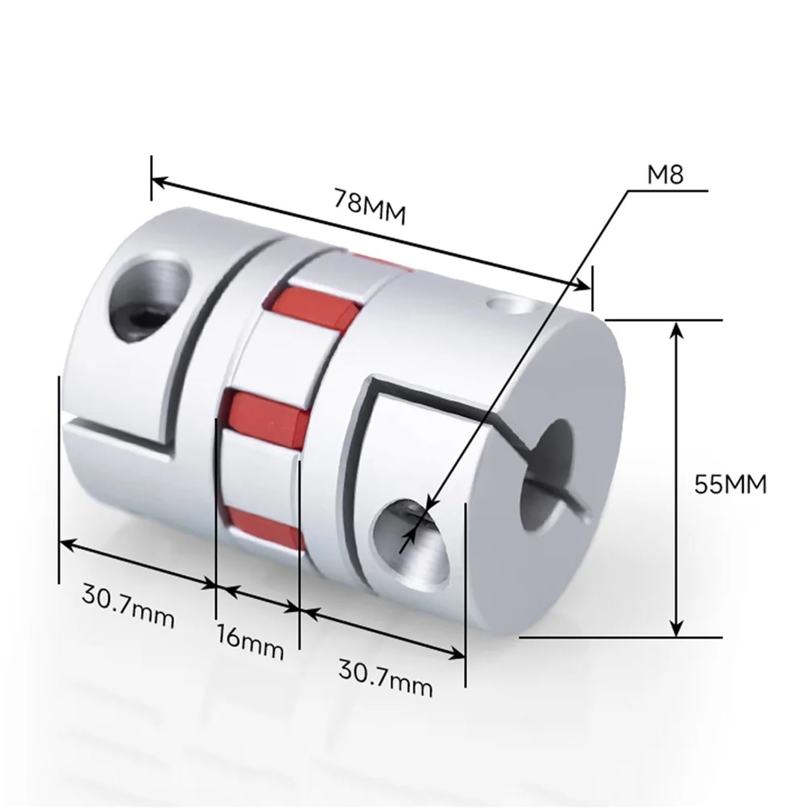 Acoplador GS24 GR D55L78 de aluminio ciruela, conector de motor de acoplamiento de eje flexible, 55 mm, 78 mm, CNC, 1 unidad(16x28)