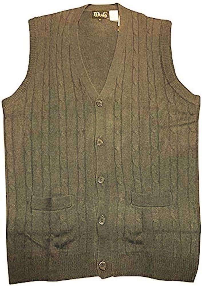 D'Avila 100% Acrylic Big and Tall Sleeveless Cable Knit Cardigan Vests