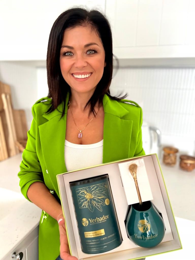 YERBADOR YERBA MATE TEE zum Abnehmen Starter Set | SLIM FIT | Natürliche Energie- und Detoxgetränk, Antioxidant | Yerba-Mate ungeräuchert aus Brasilien - 300g + Keramik-Matero 350ml + Bombilla