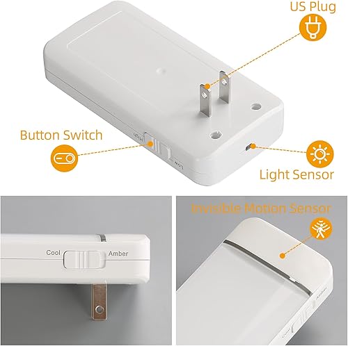 Miniatura 7 de Night Lights Plug into Wall,Motion Sensor Light Indoor with Invisible Motion Sensor,2200K4000K,520LM Adjustable Brightness,LED Night Lights for
