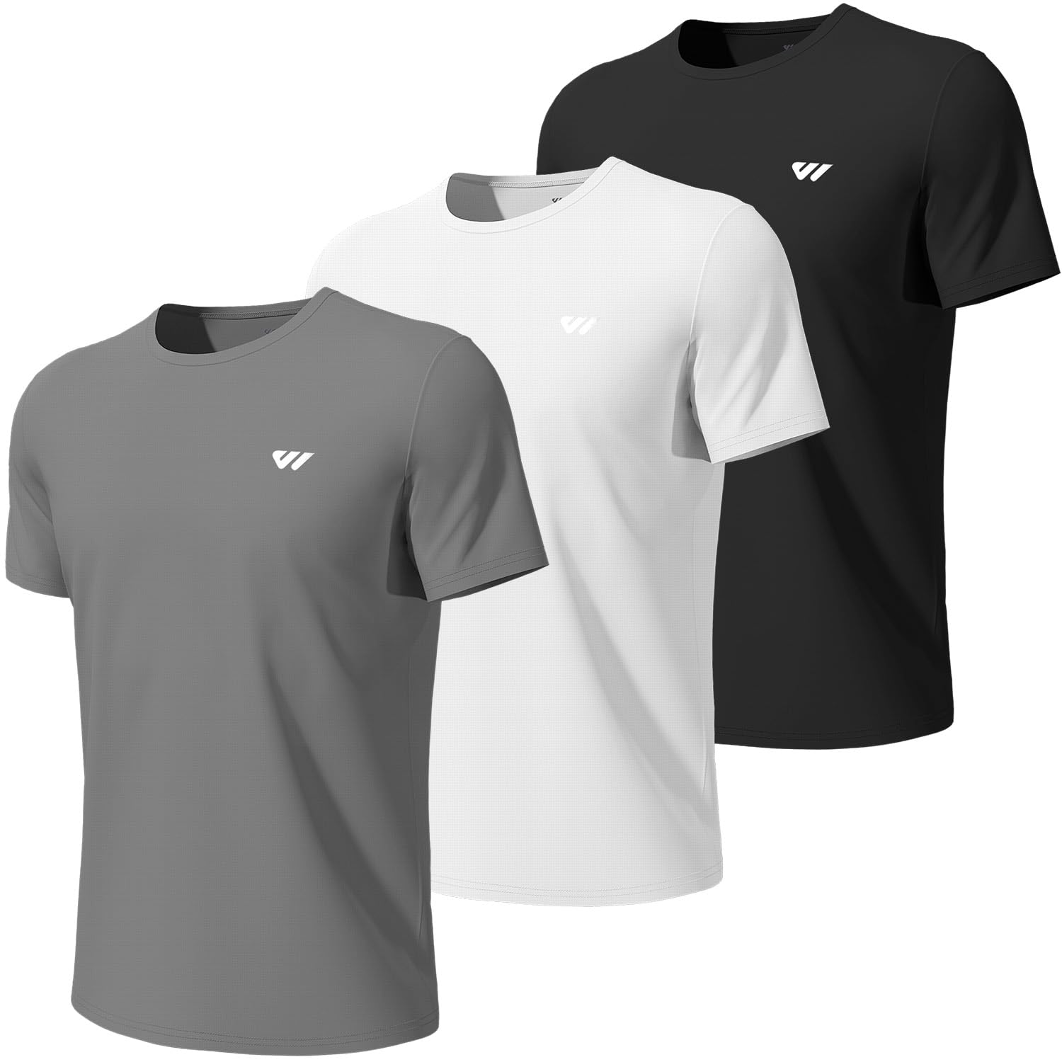 Paquete de 3-5 camisetas de entrenamiento para hombre, de secado rápido, camiseta de manga corta, cuello redondo, camiseta atlética que absorbe la humedad, camiseta de gimnasio UPF 50+
