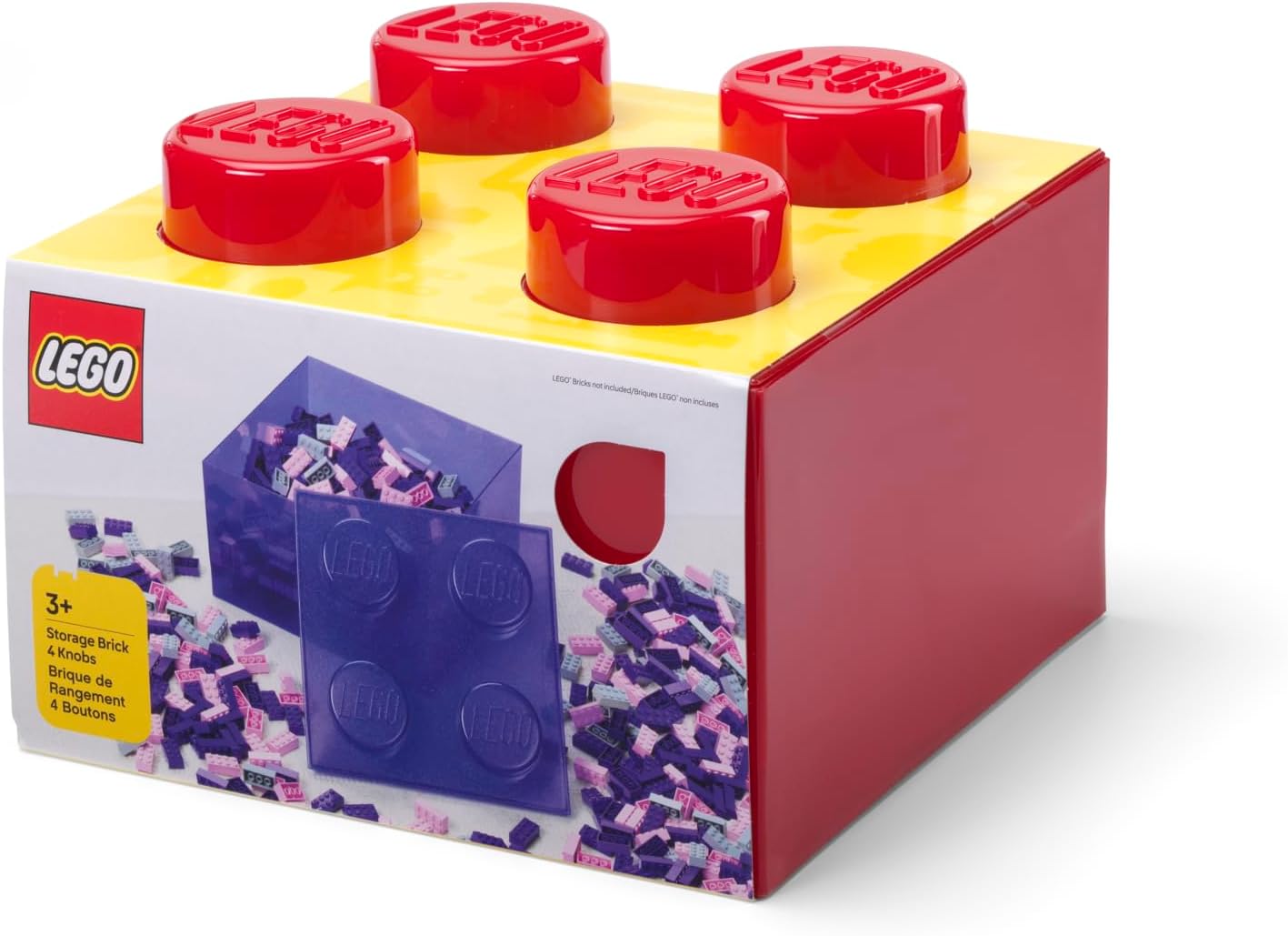 Room Copenhagen LEGO Storage Brick 4 Knobs Translucent Red - Stackable Plastic Storage and Organization Box with Lid for Kids and Adults Desk Organizer and Toy Box