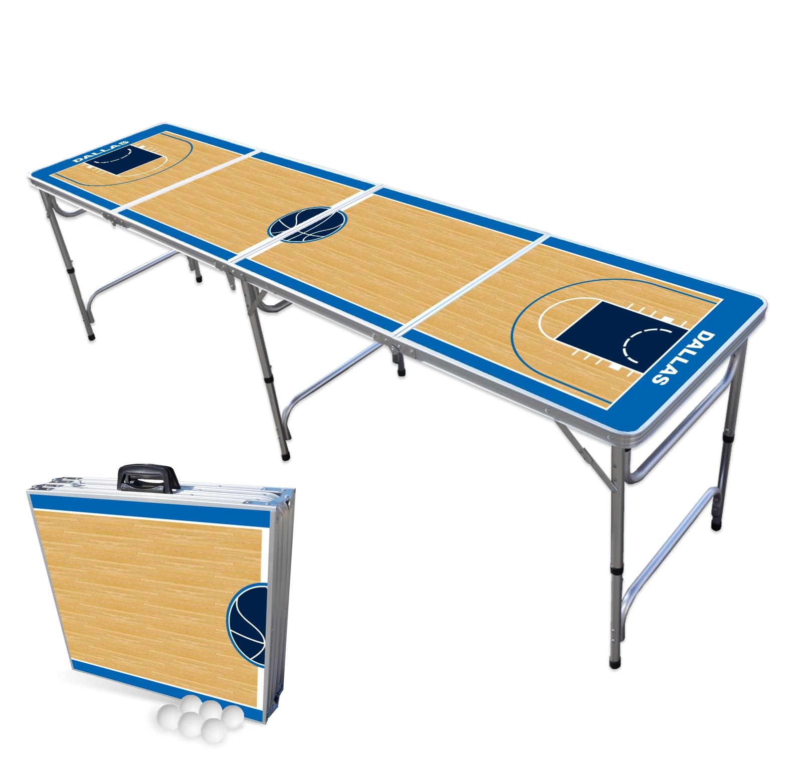 8-Foot Professional Beer Pong Table - Dallas Basketball Court