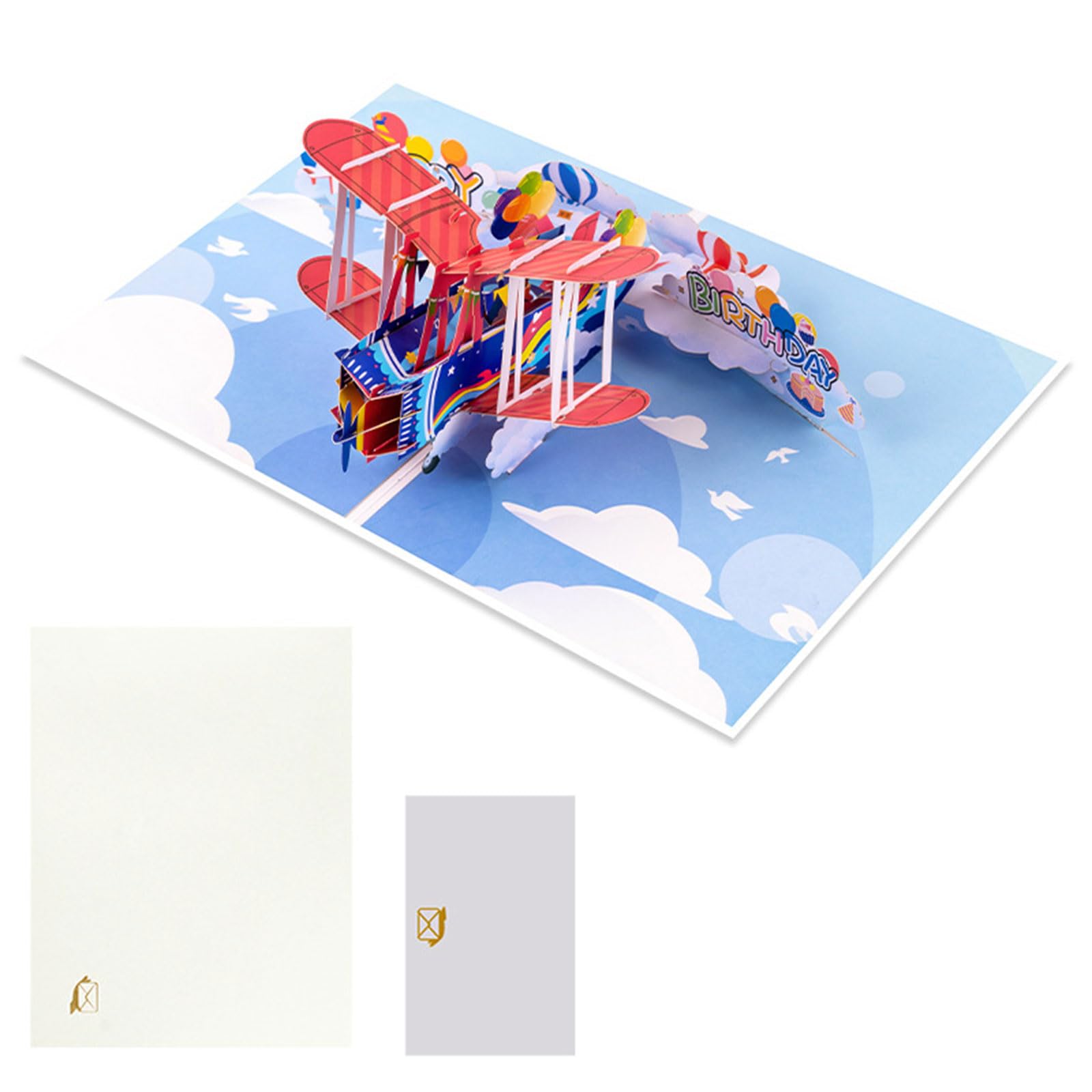NVOQILIN Airplanes Hot Air Balloon Popup Greeting Card with Blanks Note and Envelope for Birthday Decoration Card