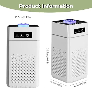 ZENG Air Purifiers for Bedroom, Office & Home Portable Filter Claener with Multi-Layer Filter, Quiet Operation, USB Powered, Night Light, Compact Design, White